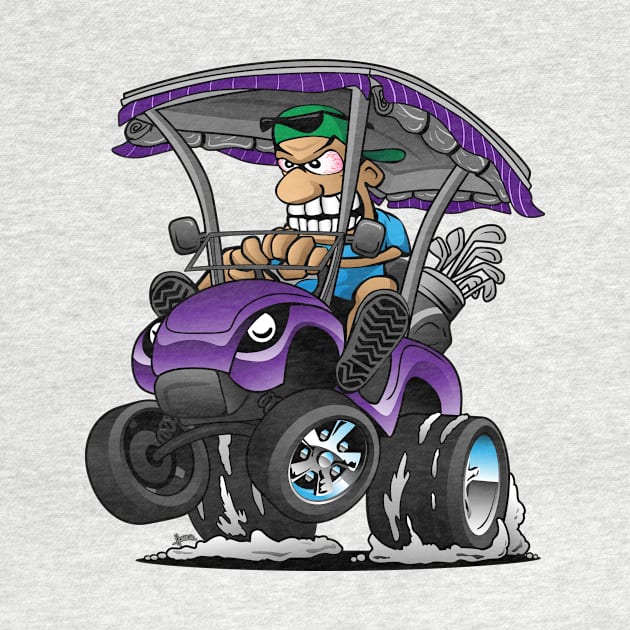 Funny Golf Cart Hotrod Golf Car Popping a Wheelie Cartoon by hobrath